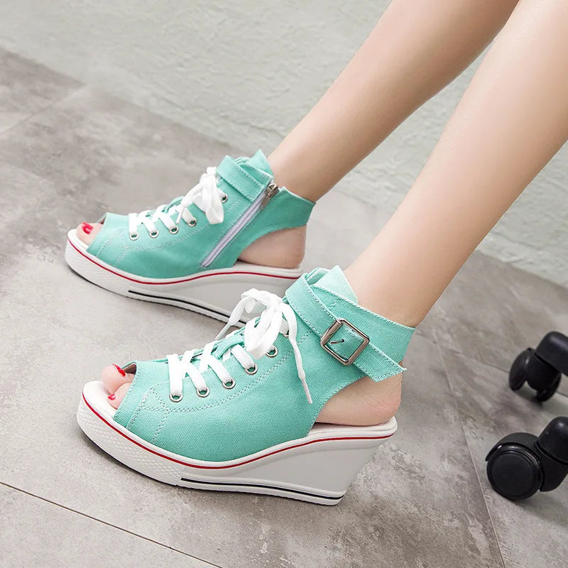 Women Sandals 2022 Lady Platform Wedges Sandals Zipper Comfortable Women's Sandals Open Toe Casual Summer Sports Shoes Sandalias