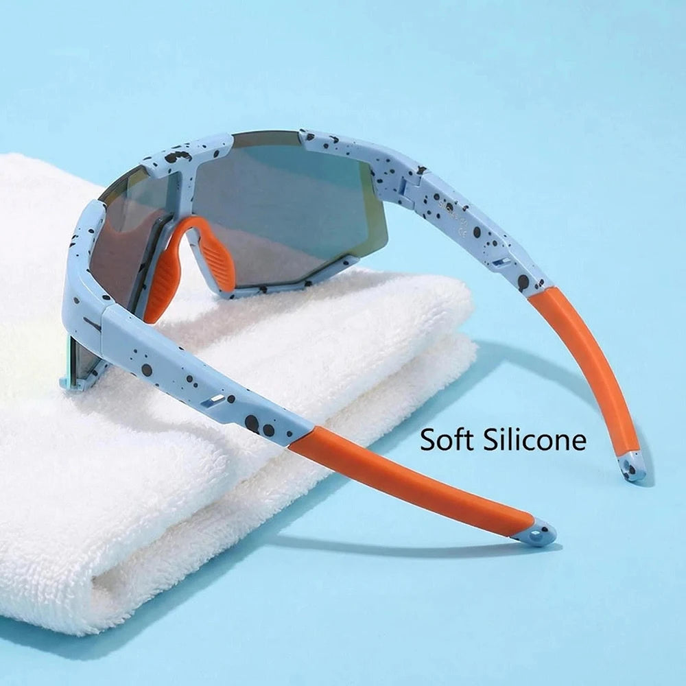 Kids Eco Silicone Sport Sunglasses, UV400 Polarized Wrap Around Sun Goggles for Boys Girls, Lightweight Anti-Impact Eyewear