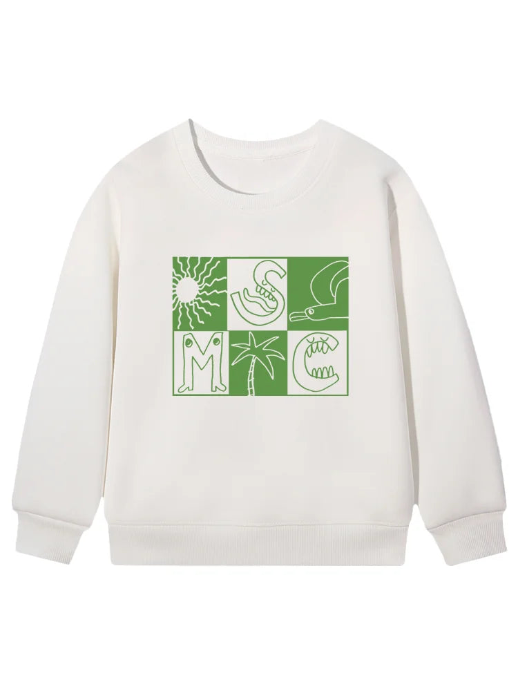 cute Boys sweatshirt Children winter clothing 2026 New cotton fun print long sleeves Kids pullover Cartoon letter Hoodie sweater