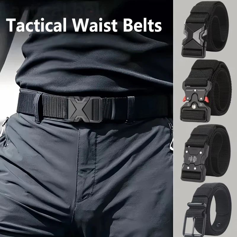 Multiple Styles of Tactical Waist Belts The Men's Buckle Belt Nylon Braided Lightweight Breathable Daily Commuter Men's Belt New