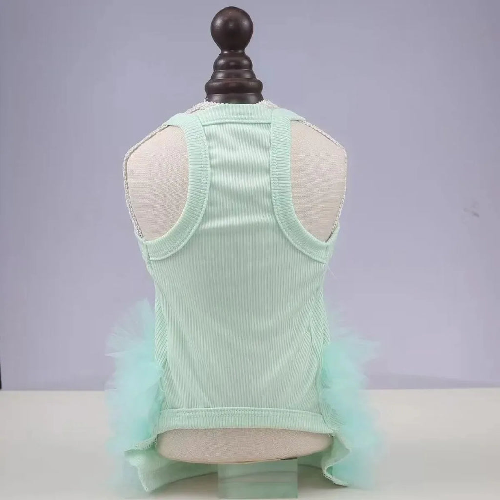 1 pet sleeveless printed dress, suitable for indoor and outdoor use, lightweight, breathable and elastic cat and dog clothing