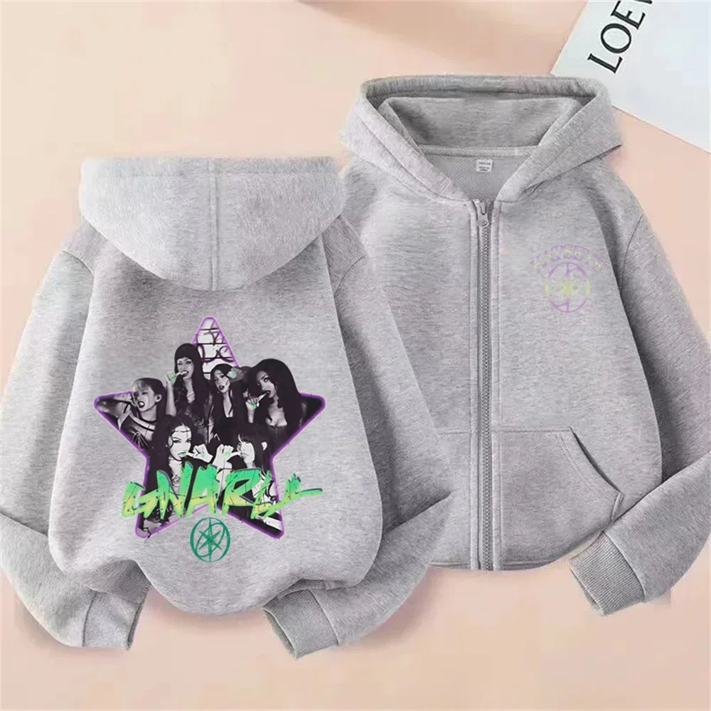 Toddler Girl Clothes Girl Group Katseye Zipper Hoodie Boys Fashion Casual Sweatshirt Movie New Kids KATSEYE Zip UP Hooded Tops