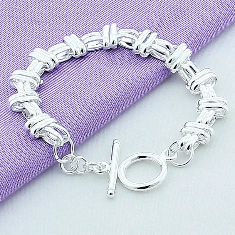 Hip Hop Men 925 Silver Bracelet Handmade Silver Bracelet Party Jewelry Gift