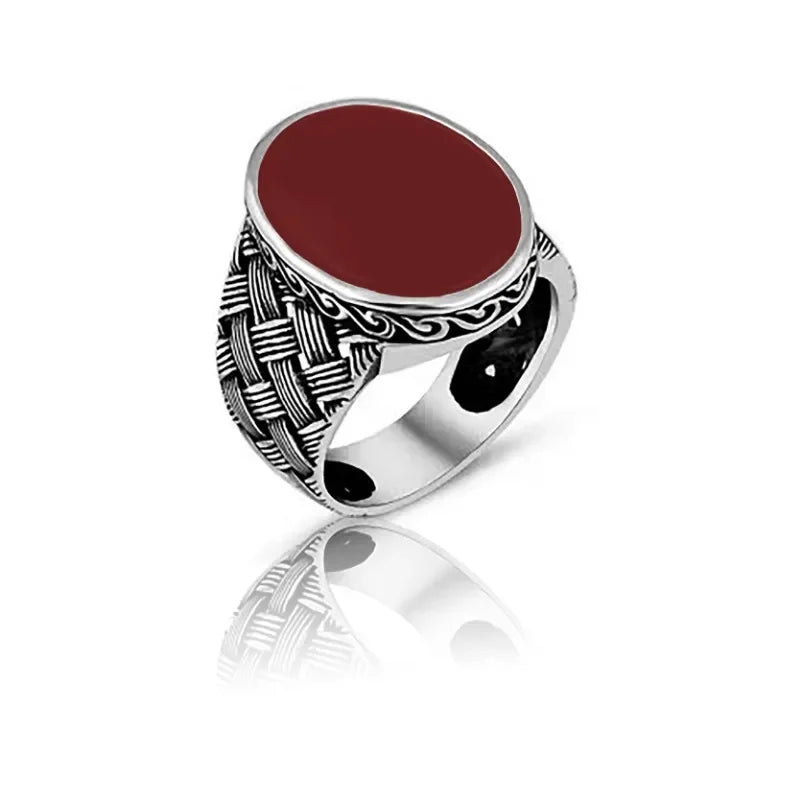 Men's Ring Mysterious Totem Pattern Retro Style Fashion Trend Popular Classic Hand Jewelry Suitable for Team Gifts