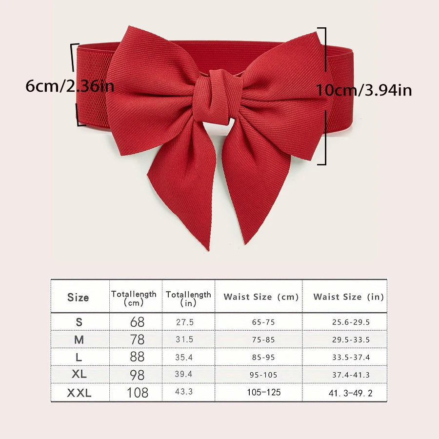 Women Stretch Waist Belt Straps Elegant Wide Side Waistband Large Bow Elastic Belts For Girls Dress Coat Cummerbunds Corset