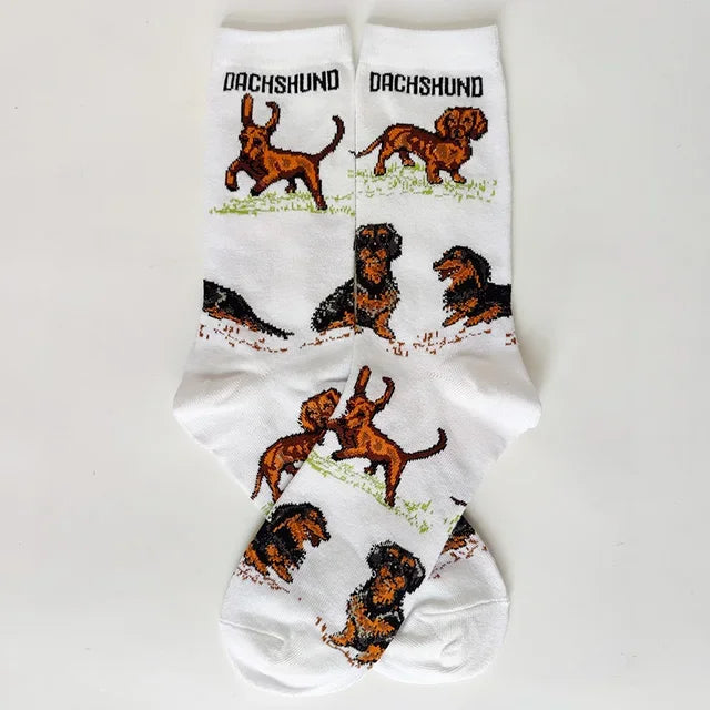 NEW Crew Fashion Funny Women Socks Border Collie Schnauzer Lab Scottie Beagle Boxer Pug Bulldog Sheltie Golden Doodle Retriever