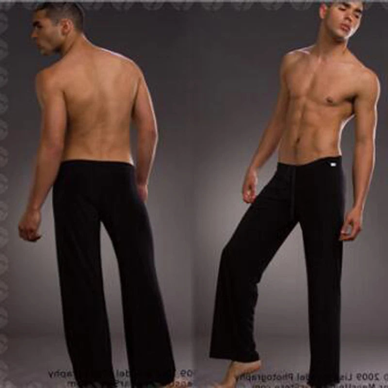 Mens Pajama Pants Low - Waist Fashion Sexy Loose Slippery Home Pants Ice Silk Long-Sleeved Loungewear Men Lounge Pants Pijama
