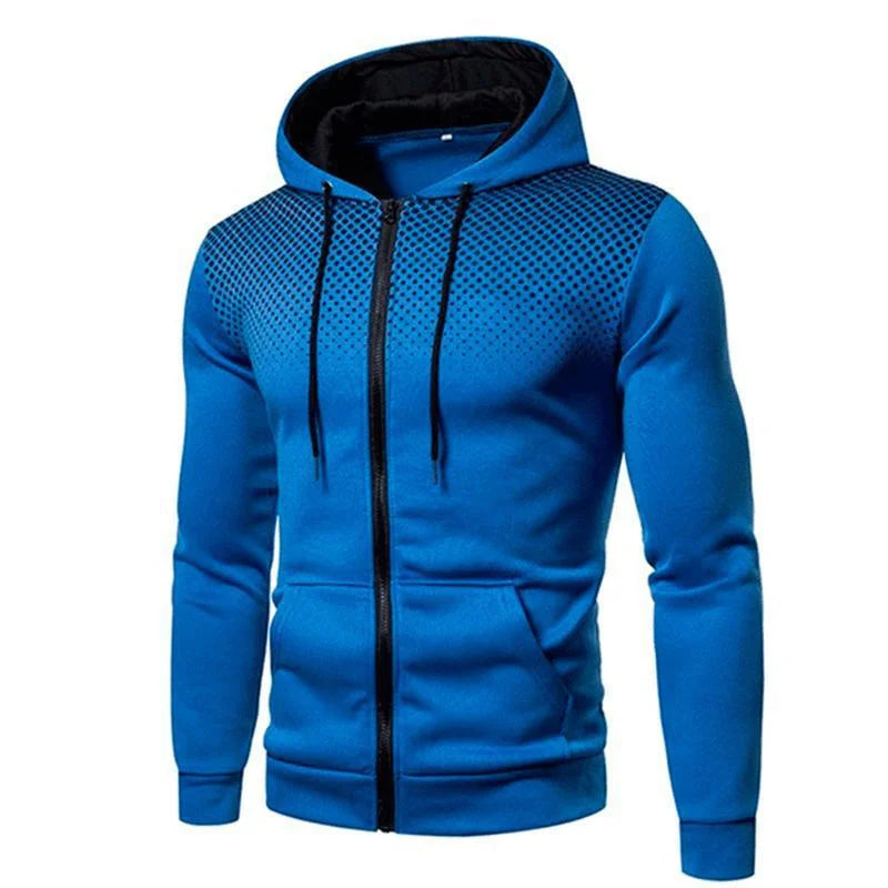 Men's Zip Up Hoodie wave point Print Hooded Sweatshirt Outdoor Casual Slim Fit Men Spring Autumn Zipper cardigan Hoodie men tops