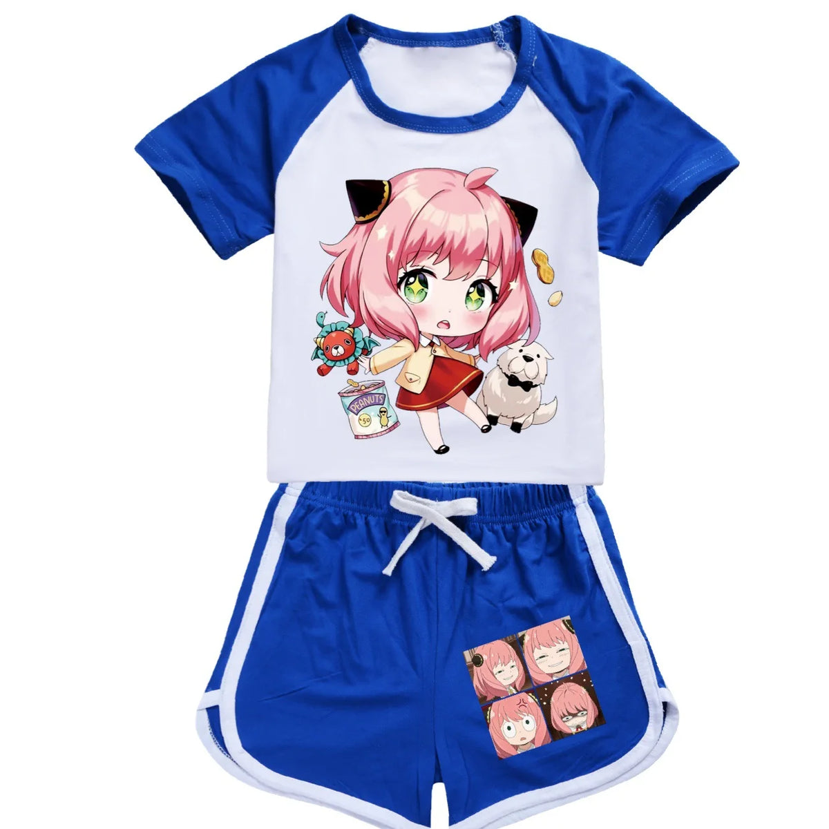 new Anime SPY×FAMILY Pajamas Children's Summer Clothing Anya Leisure Short Sleeve Round Neck T-shirt+shorts Set Kids Gift 2pcs