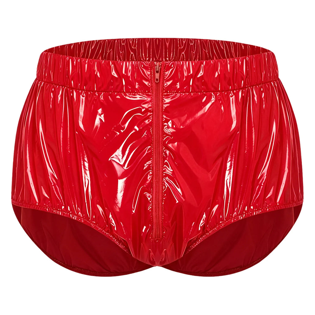 Swimwear Men's Metallic Shorts Waterproof Swimming Trunks Elastic Waistband Built-in Briefs Swim Boxer Shorts Athletic Swimsuit