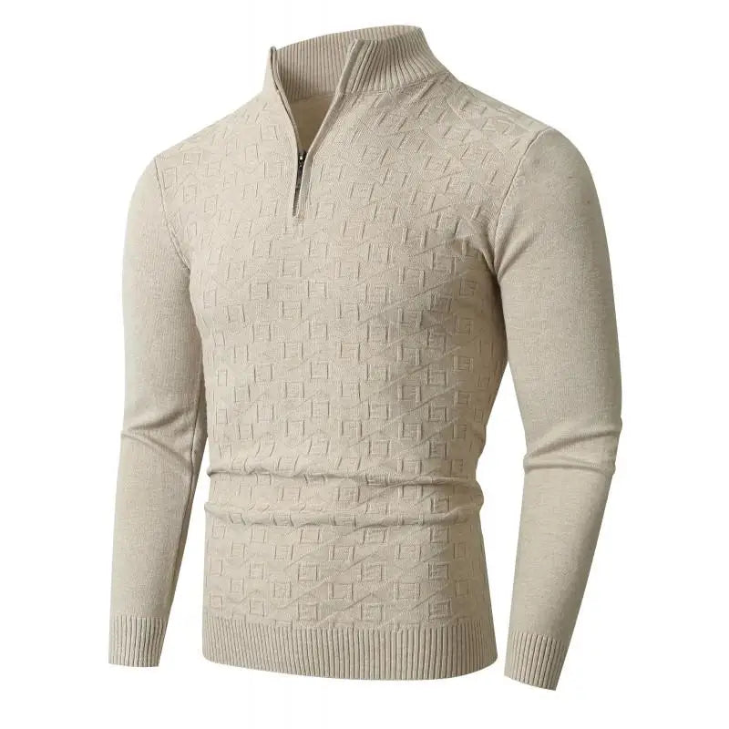plus Size Men's Cable Knitted Jumper Funnel Neck Warm Pullover Half Zip Sweater Casual Streetwear for Winter And Autumn