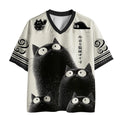 Ridiculous Kitten Men's T-shirt V-neck Retro 3D Printed Pattern Loose Short Sleeve Street Punk Quick Drying Women's T-shirt