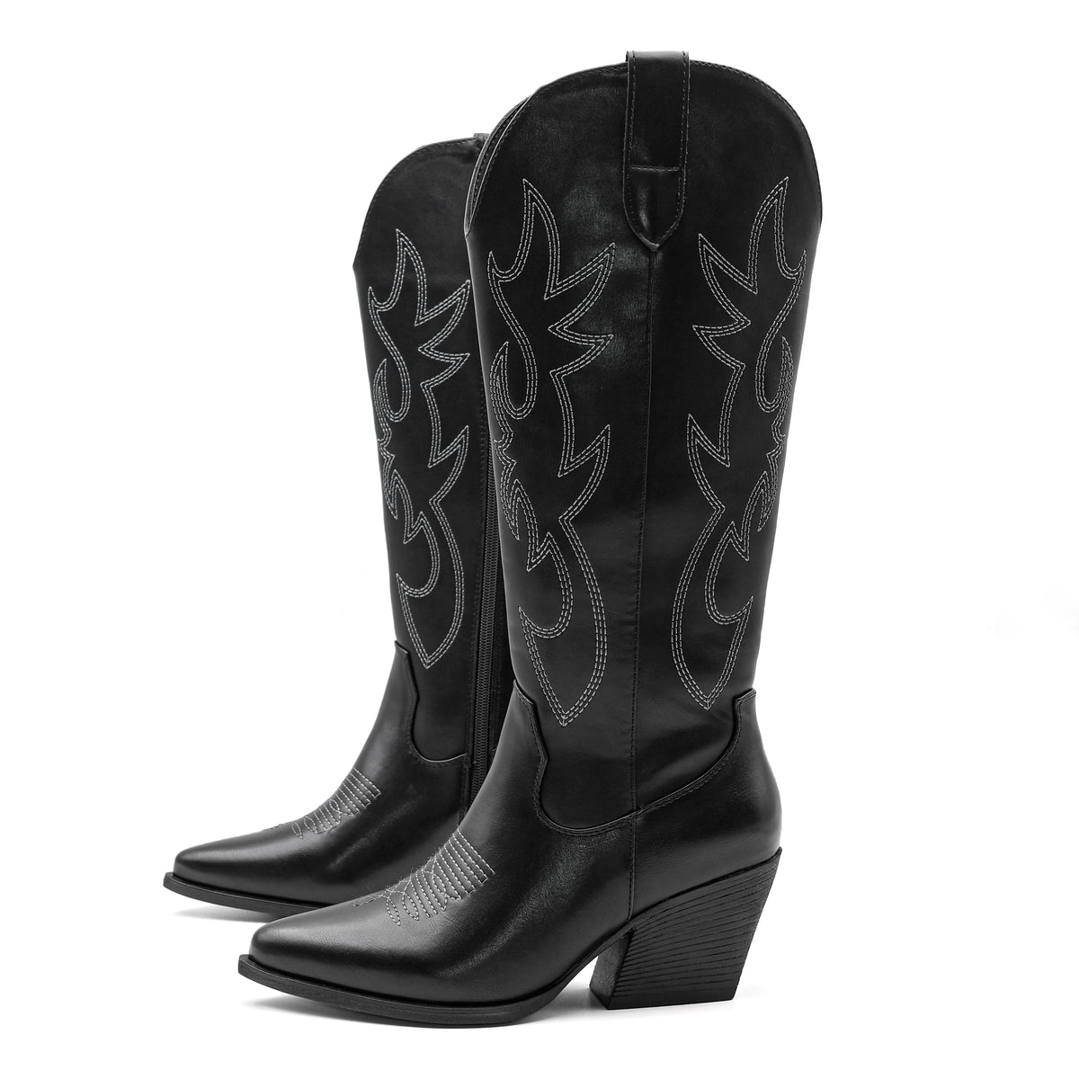 Shoes for Women New Embroidered Western Cowboy Boots Women Autumn Pointed Toe Thick Heel High Knee Boots