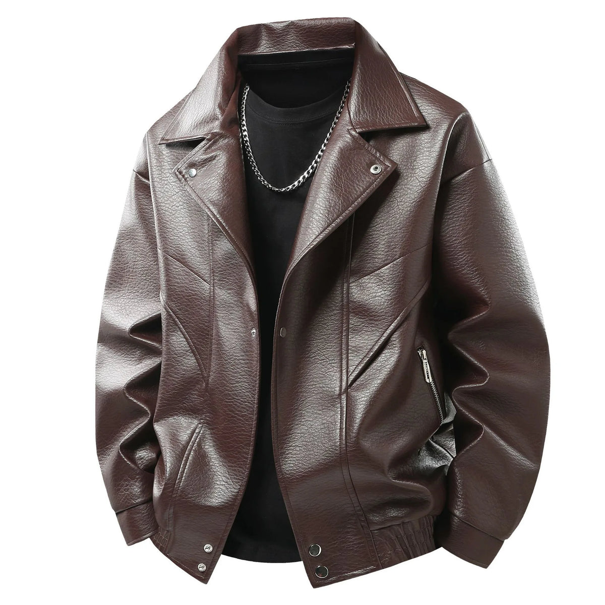 Leather jacket men's  version trendy handsome locomotive jacket men's lapel top