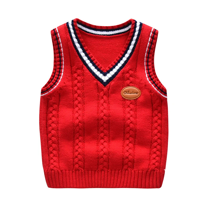 School Uniform Autumn Children's Vest Sweater Kids Knitted Pullover Outerwear Coat For Teen Boys Girls 2-6 Years Tops Waistcoat