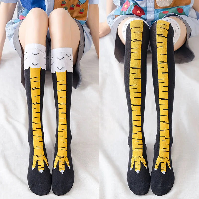 Men Women Funny 3D Chicken Socks Print Cartoon Cosplay High flexibility Thigh High Sock Cotton Fashion Thin Toe Feet 2025
