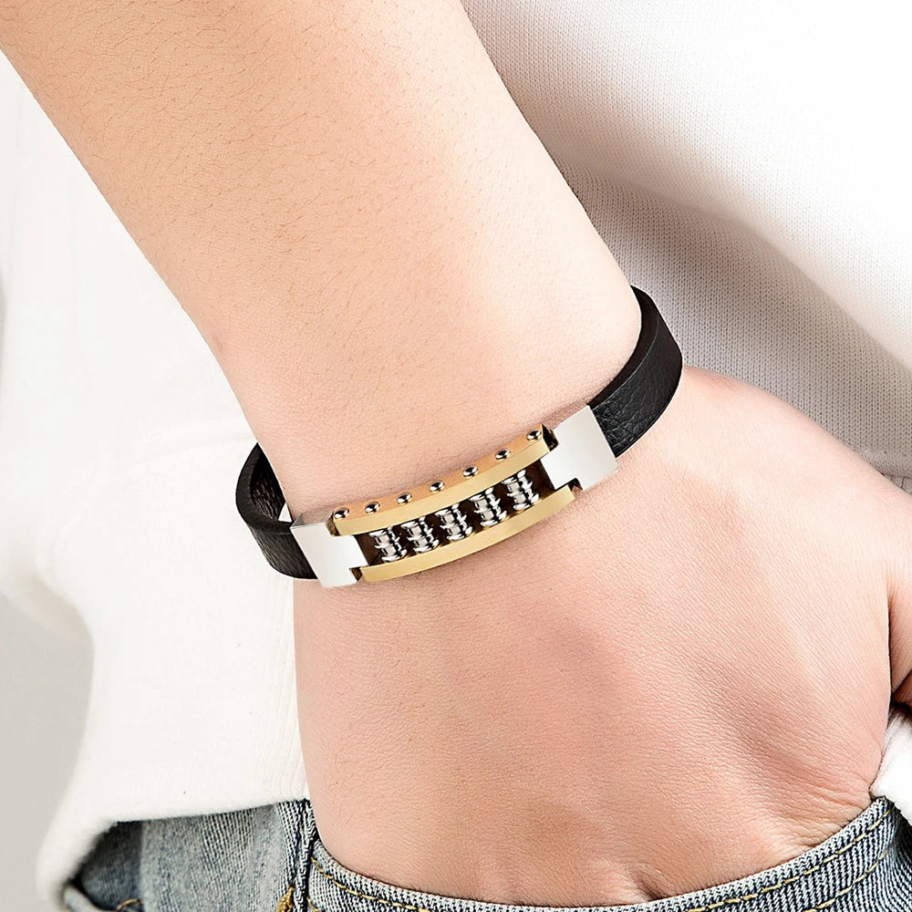 Trendy Leather Bracelets For Men Stainless Steel Bracelets for Male Hand-woven Jewelry Accessory Gifts Wholesale Dropshipping