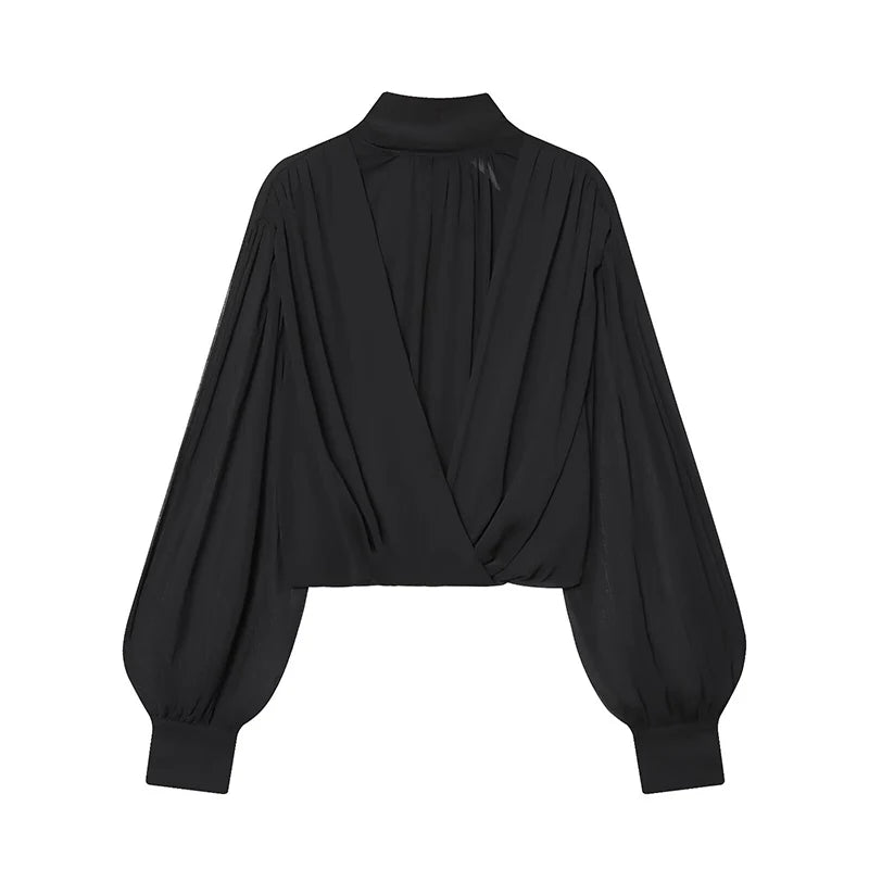Women's 2026 New Perspective Shirts Tops Fashion Loose Long-Sleeved Elegant Spring Blouses Chic Youth Street Travel Blouses Tops