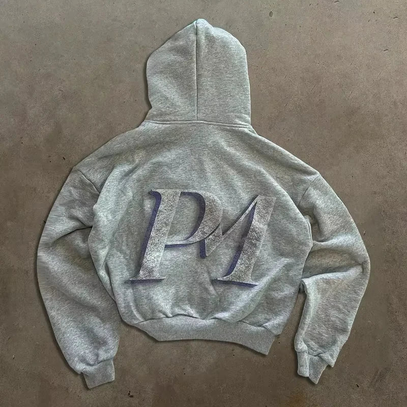 Retro Autumn Hoodies For Men And Women Printed Personalized Patterns Street Style Street Hooded Cardigan Long Sleeves