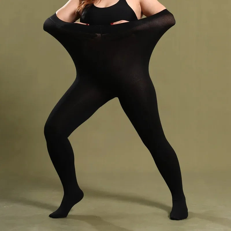 Plus Size Tights for Women 120D Warm High Waist Control Top Stretch Comfortable Winter Leggings Shapewear Pantyhose