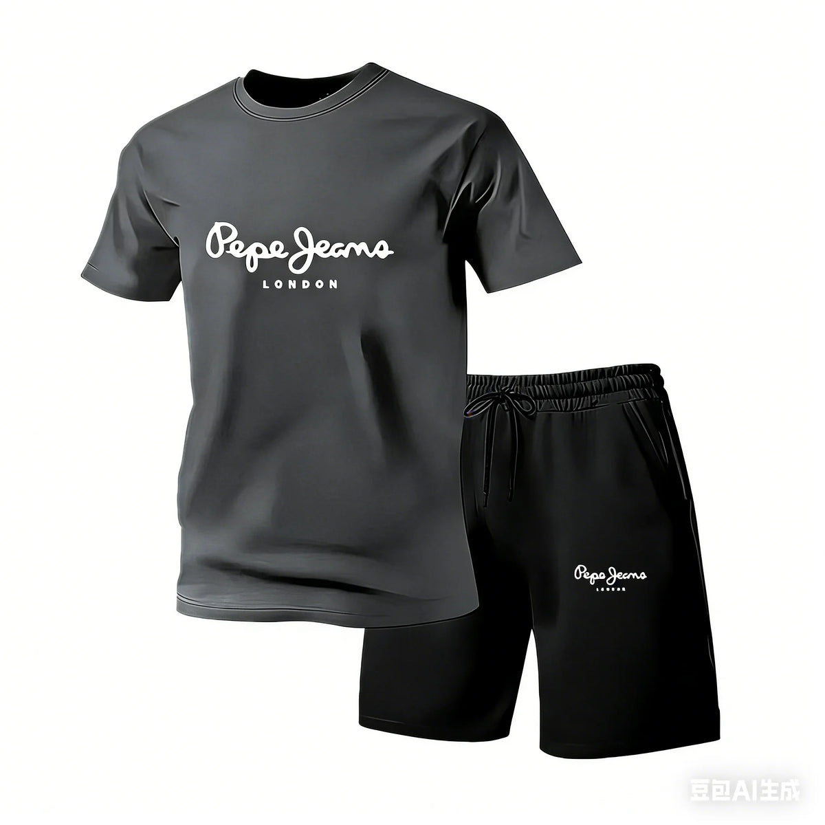 New summer fitness sportswear for men short-sleeved T-shirt and shorts two-piece set breathable and quick-drying casual wear