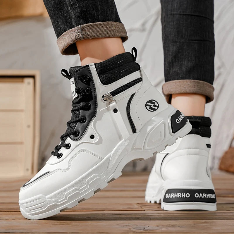 Men's boots spring and autumn new soft-sole non-slip leisure boots fashion Joker outdoor high-top boots youth comfort work boots