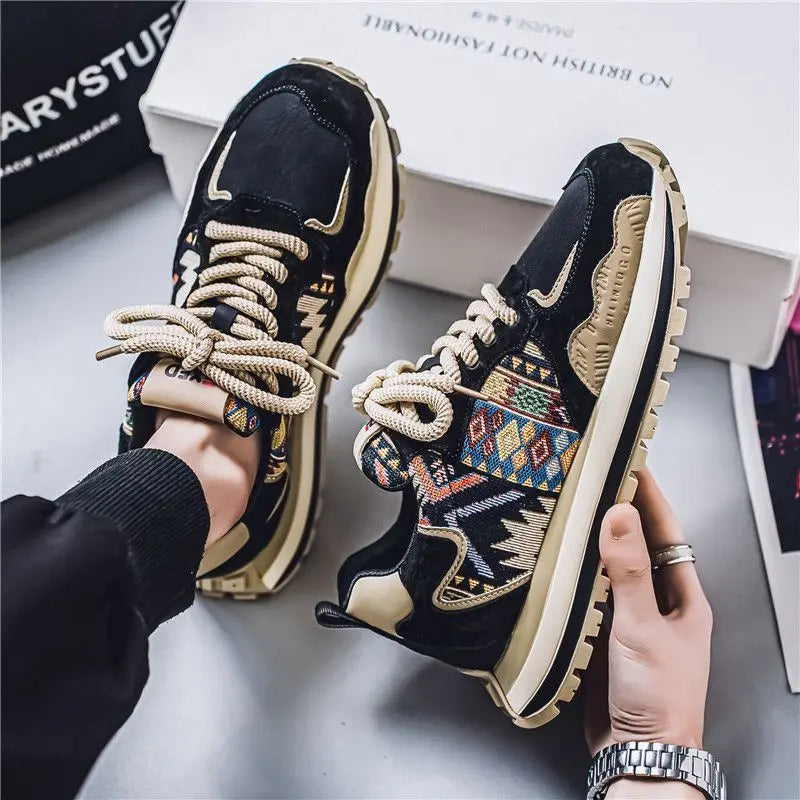 Men's shoes 2026 new spring fabric versatile height increasing thick sole sports and leisure dad shoes