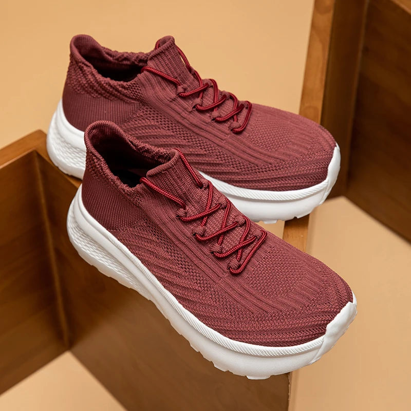 Women's Knitted Sports Shoes, Breathable, Lightweight and Casual Sports Shoes, Soft-soled Walking Sports Shoes for Men and Women
