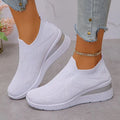 Women's Breathable Mesh Wedge Sneakers Slip-On High Heels Walking Shoes Non-Slip Comfortable for Casual Daily Wear