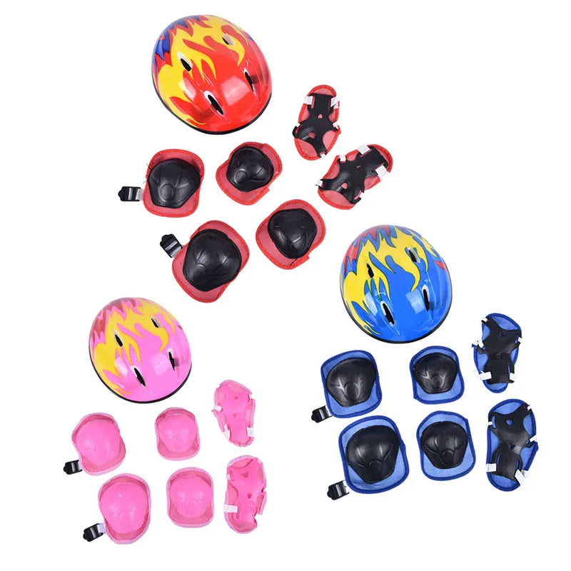 Children's Sports Bicycle Helmet Riding Balance Sliding Bike Hat Protective Set 7-piece Equipment