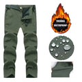 Men Winter Autumn Warm Fleece Pants Waterproof Hiking Camping Climbing Cargo Military Tactical Casual Trousers Softshell Elastic