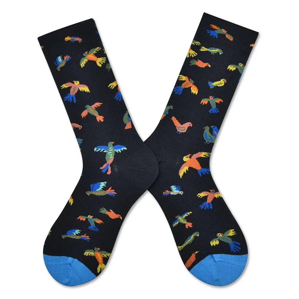 Trendy and Personalized Men Socks Hip Hop Oil Painting Abstract Sock Mouth Letter Embroidery Autumn Mid Tube Socks Women носки