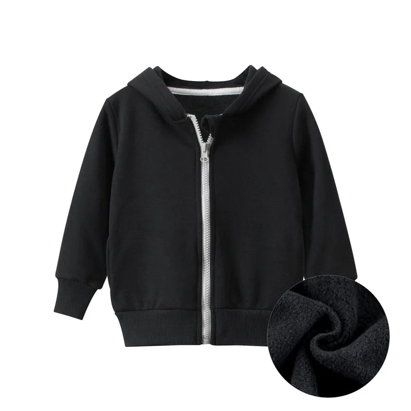 1-9T Winter Toddler Kid Sweatshirts Boy Girls Warm Thick Clothes Zipper Hooded Hoodies Casual Loose Fleece Coat Childrens Outfit