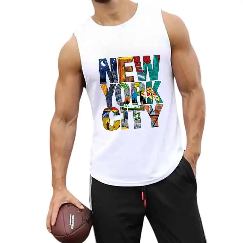Men Sleeveless Tank Top for Gym Bodybuilding Summer Fitness Shirts Breathable Quick Dry Muscle Vest Casual Wear European Size