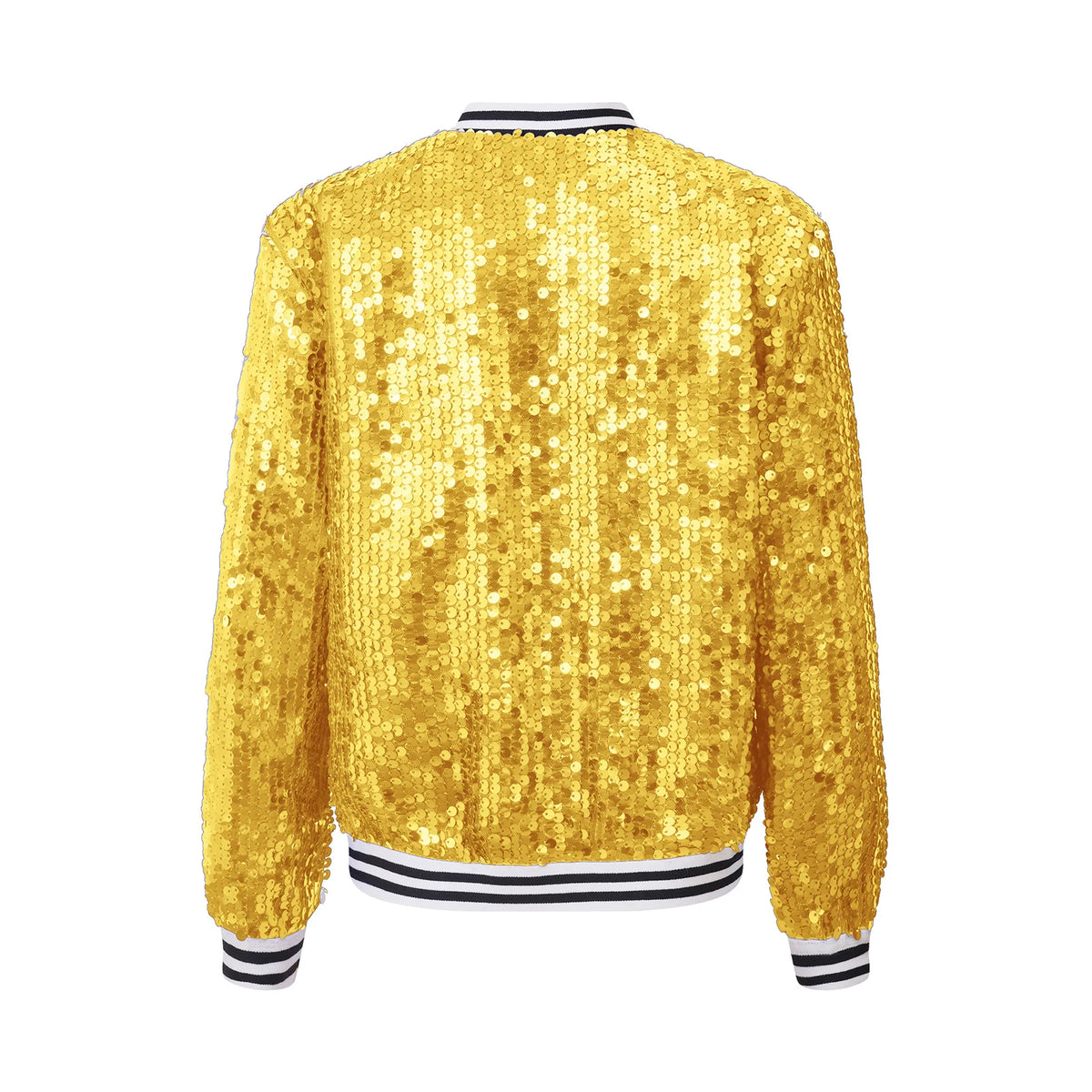 Kids Girls Hip Hop Jazz Dance Coat Long Sleeve Shiny Sequins Baseball Jackets Bomber Outerwear Rave Party Performance Costume