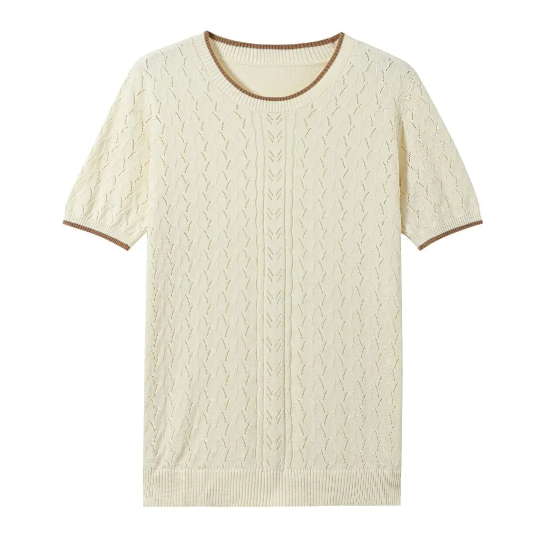 WinvyNee Summer Women‘s T-Shirts Cotton Pullovers Sweaters Top Short Sleeve O neck Pullover Solid Knitwear Tops Spring A1002024A