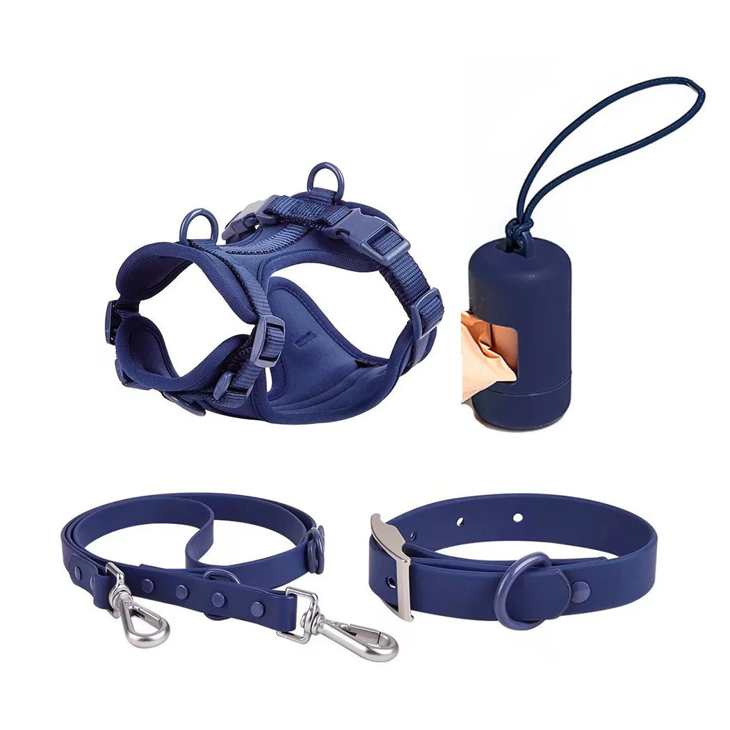 Pet Leash Anti-slip Breathable Collar Drawstring Chest Back Garbage Bag Storage Set Pet Travel Harnesses Supplies Accessories