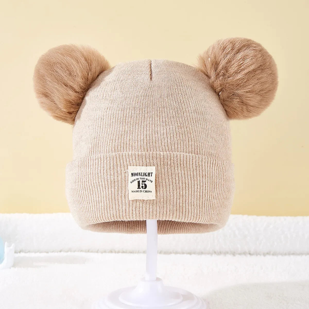 Winter Baby Hats Warm Knitted Kids Hats with Pom Newborn Beanie Hat Solid Color Children Hat for Boys Girls Babies Accessories