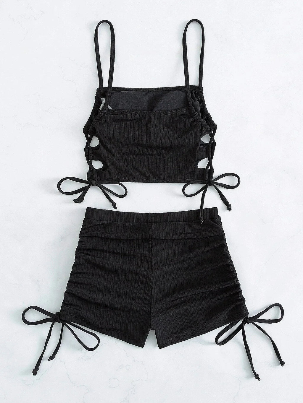 Sexy Bikini 2026 Women White Black Hollow Out Push Up Padded Two Piece Swimsuit Summer Bathing Suit Lace Up High Waist Swimwear