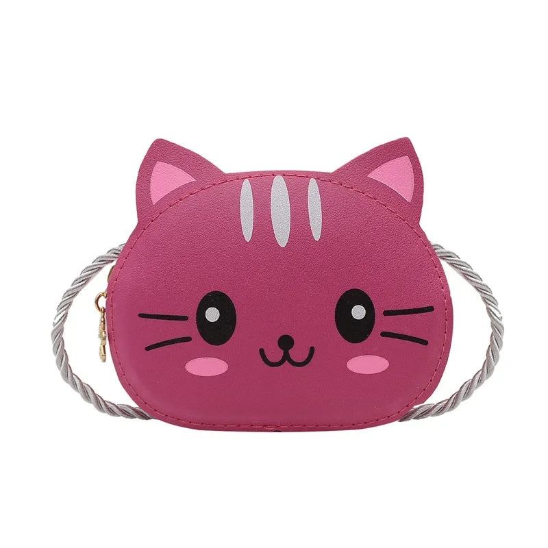 Cute Baby Kids Mini Coin Purse Handbags Boys Girls Wallet Pouch Crossbody Bags Lovely Cartoon Cat Children's Small Shoulder Bag