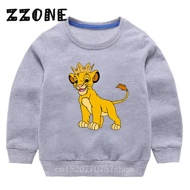 Kids Sweatshirts The Lion King Cute Simba Print Cartoon Children Hoodies Autumn Baby Pullover Outwear Tops Girls Boys Clothes