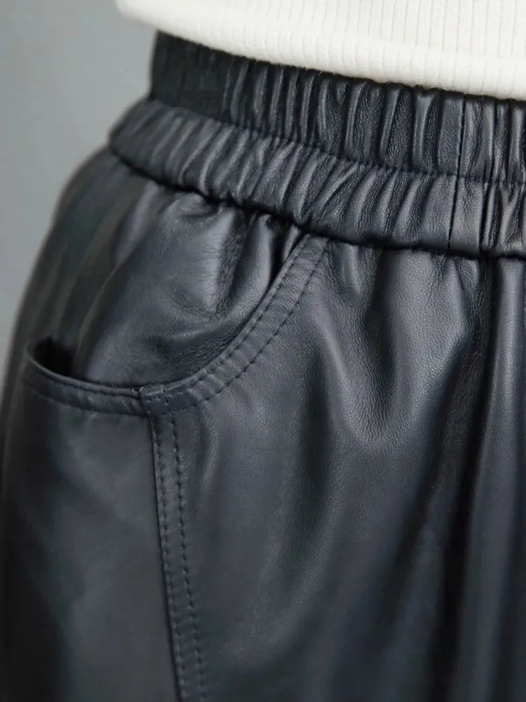 Women Sheepskin Genuine Leather Pants