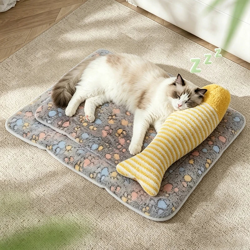 1pc Double-sided Pet Mat - Short Plush Pet Bed - Cat - Dog - Cute Pet Mat - Blanket - Warm Kitty Mat - Cat Sofa Bed