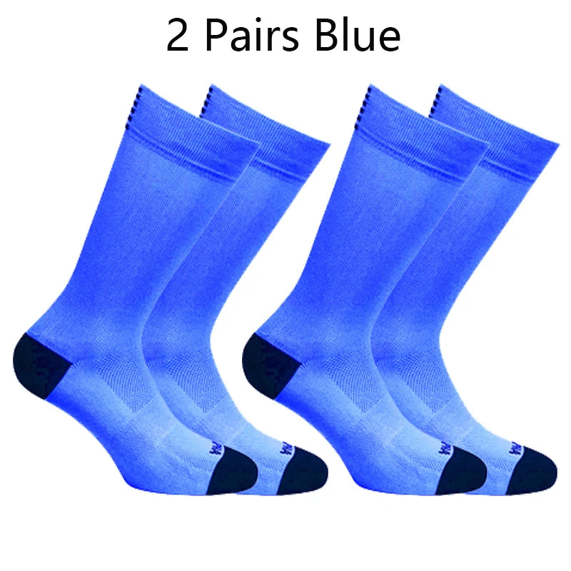 2 Pairs Cycling Socks Men Mesh Breathable High Quality Professional Competition Brand Sport Running Socks Road Bicycle Socks