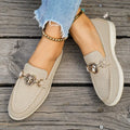 Women Loafers Casual Shoes Suede Flats Lion Head Metal Buckle Slip On Moccasins Ladies Comfortable Walking Driving Shoes New2026