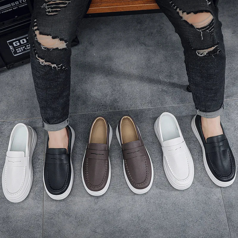 Mens loafers 2025 spring new British style casual leather shoes breathable comfortable trendy mens shoes Walking shoe
