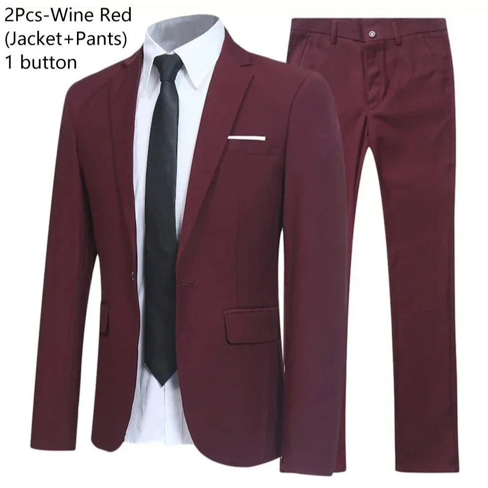 Men Suits Set  2 Pieces Jackets Pants For Wedding Elegant Slim Fit Blazers Formal Outfit Fashion Classic Full 2025 Costume