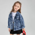 Girls Denim Jackets New Kids Fashion Cartoon Outerwear Children Long Sleeve Casual Clothing 4-14 Years Teenager Trends Coats