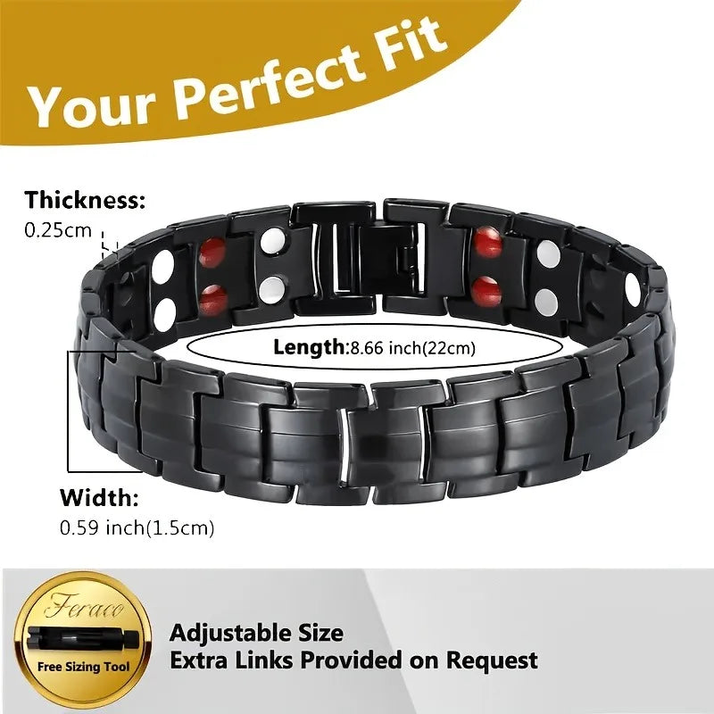 Men's Magnetic Bracelet, Stainless Steel Men's Bracelet, Men's Jewelry Gift Bracelet with Adjustable Size