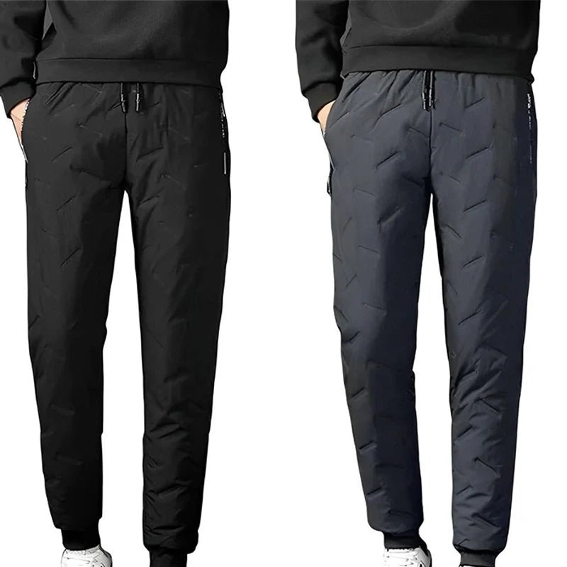 Men's Fleece-lined Thickened Casual Pants Warm Cotton Wadded Trousers Anti-cold Middle-aged Elderly Outerwear 7XL Suit Pants